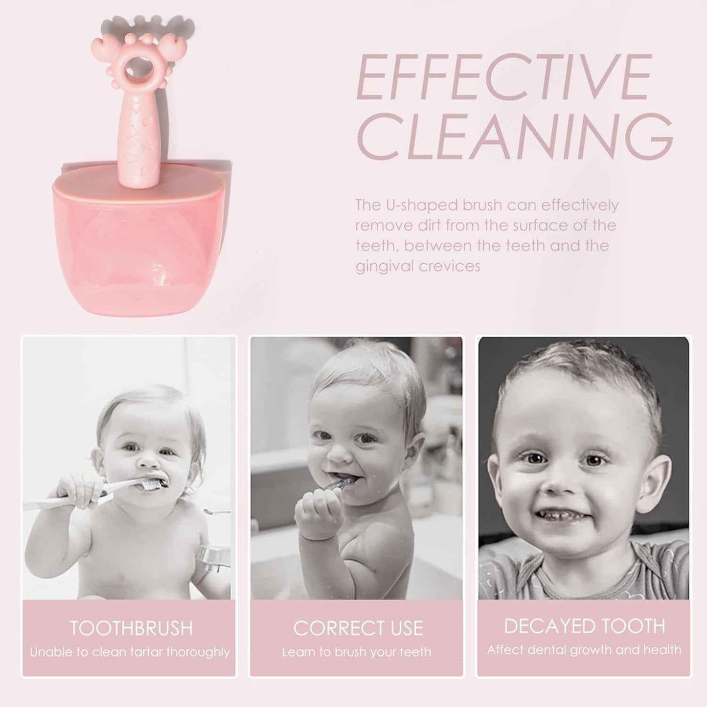 Kids U-Shaped Silicone Toothbrush – 360° Cleaning for Ages 2-6 (1 Pc)