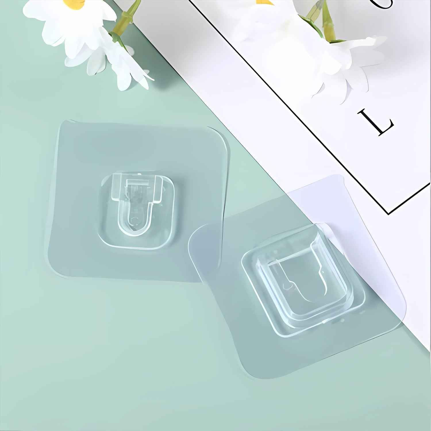 Self-Adhesive Transparent Wall Hooks Set