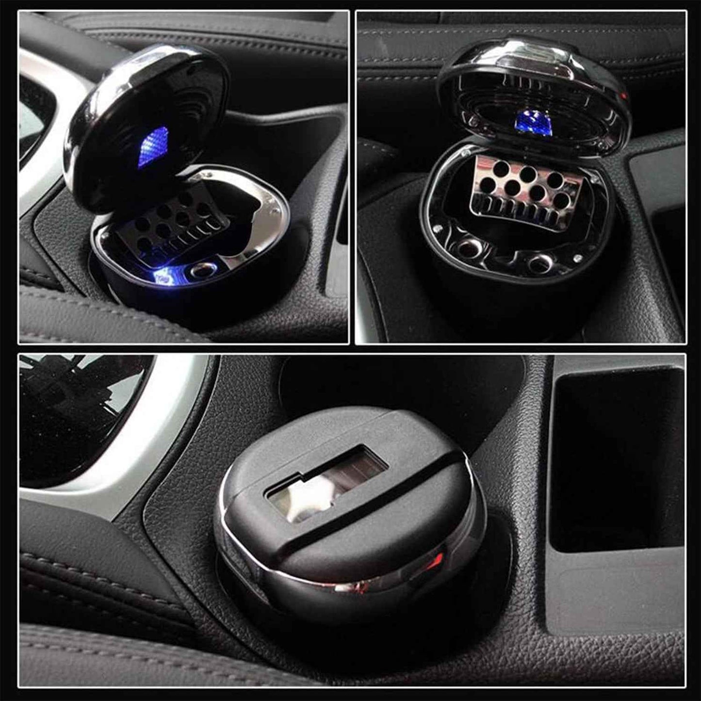 Solar Powered LED Car Ashtray with Flip Lid (1 Pc)