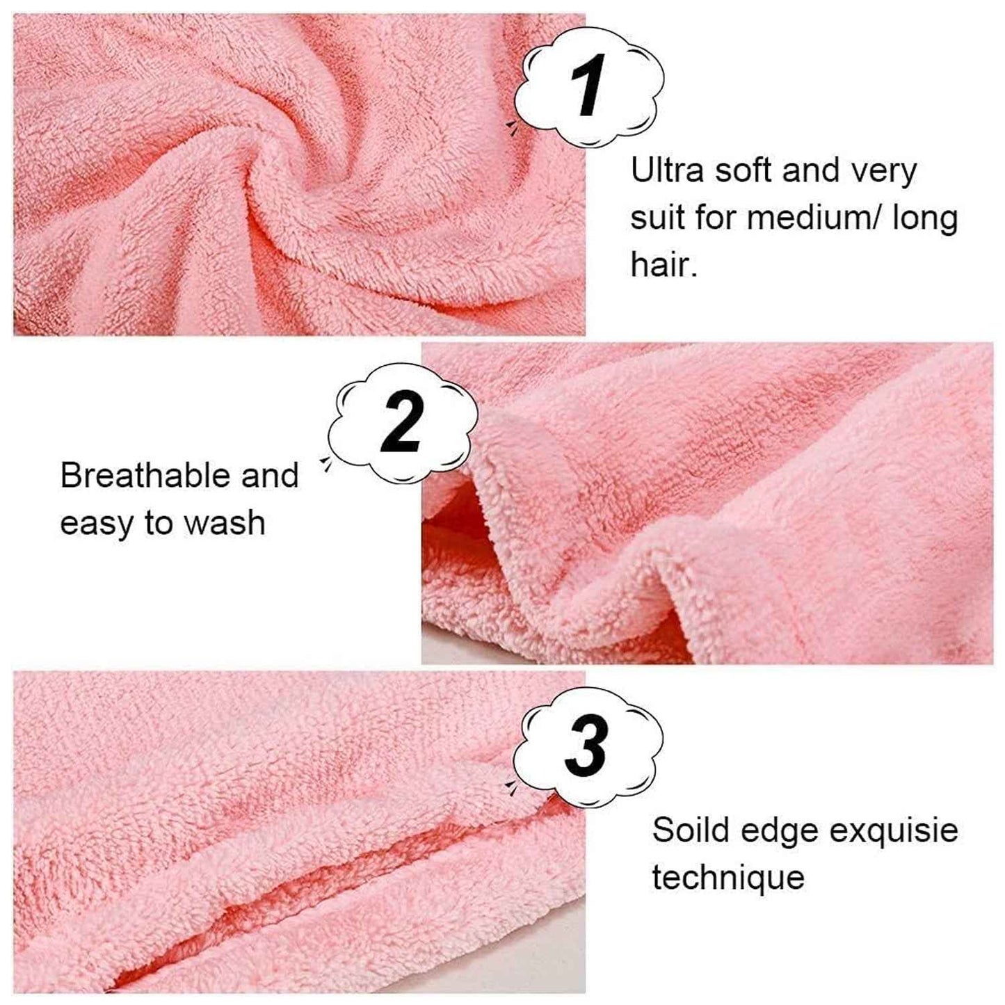 Microfiber Hair Wrap Towel Cap (1 Pc / 63x23 Cm /  Mix Color), Hair accessories