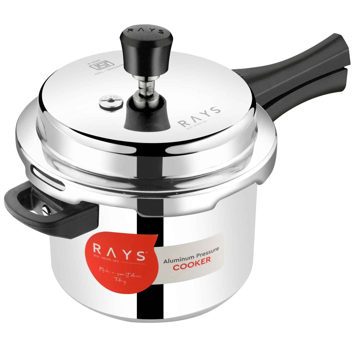 Aluminium Rays Aura Pressure Cookers With Outer Lid (5.5 Litres / 5-Year warranty,  ISI Number :- 2347, BIS Number :- CM/L -7600164310