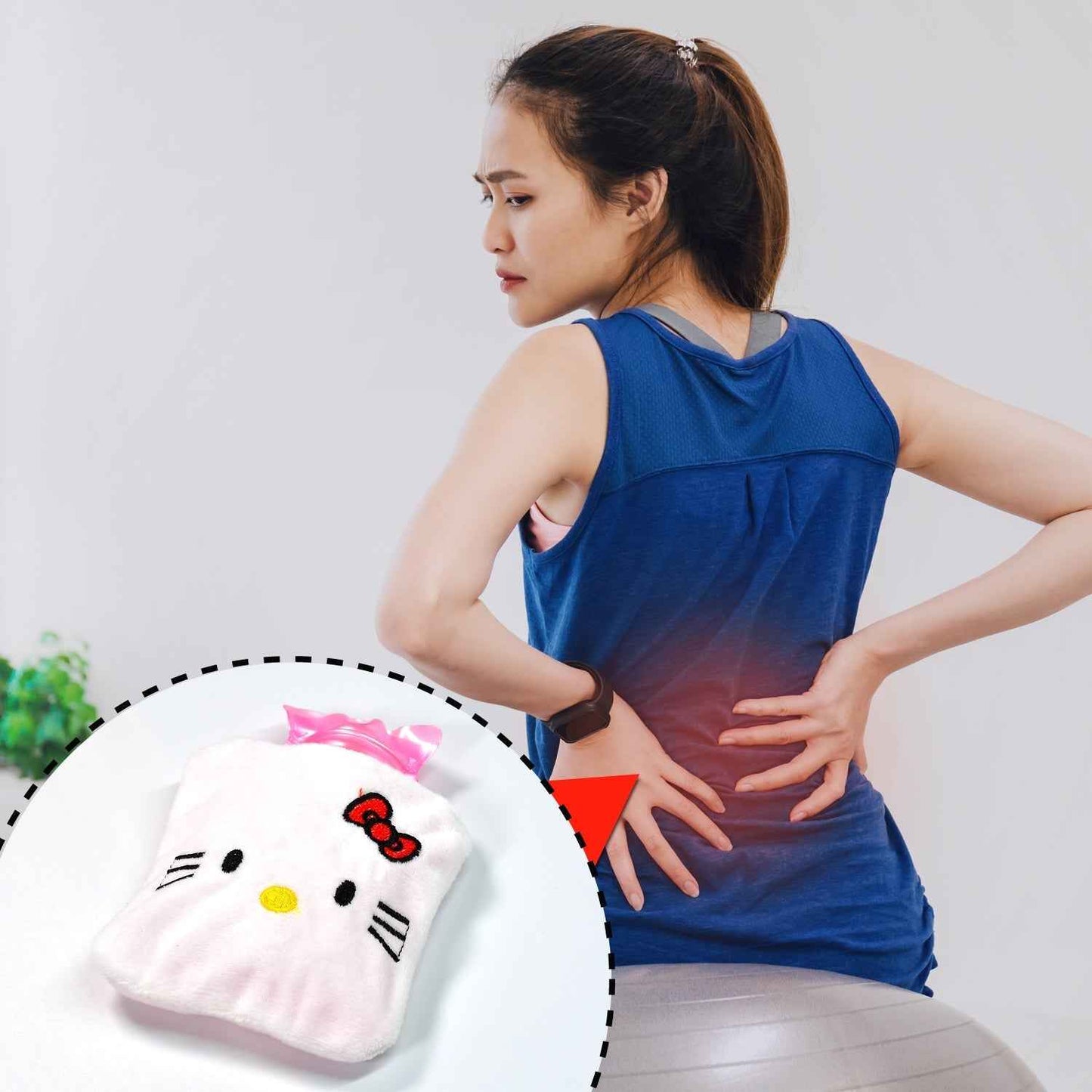 White Hello Kitty Small Hot Water Bag – Pain Relief for Neck, Shoulder, Hand & Feet, Menstrual Cramps Warmer