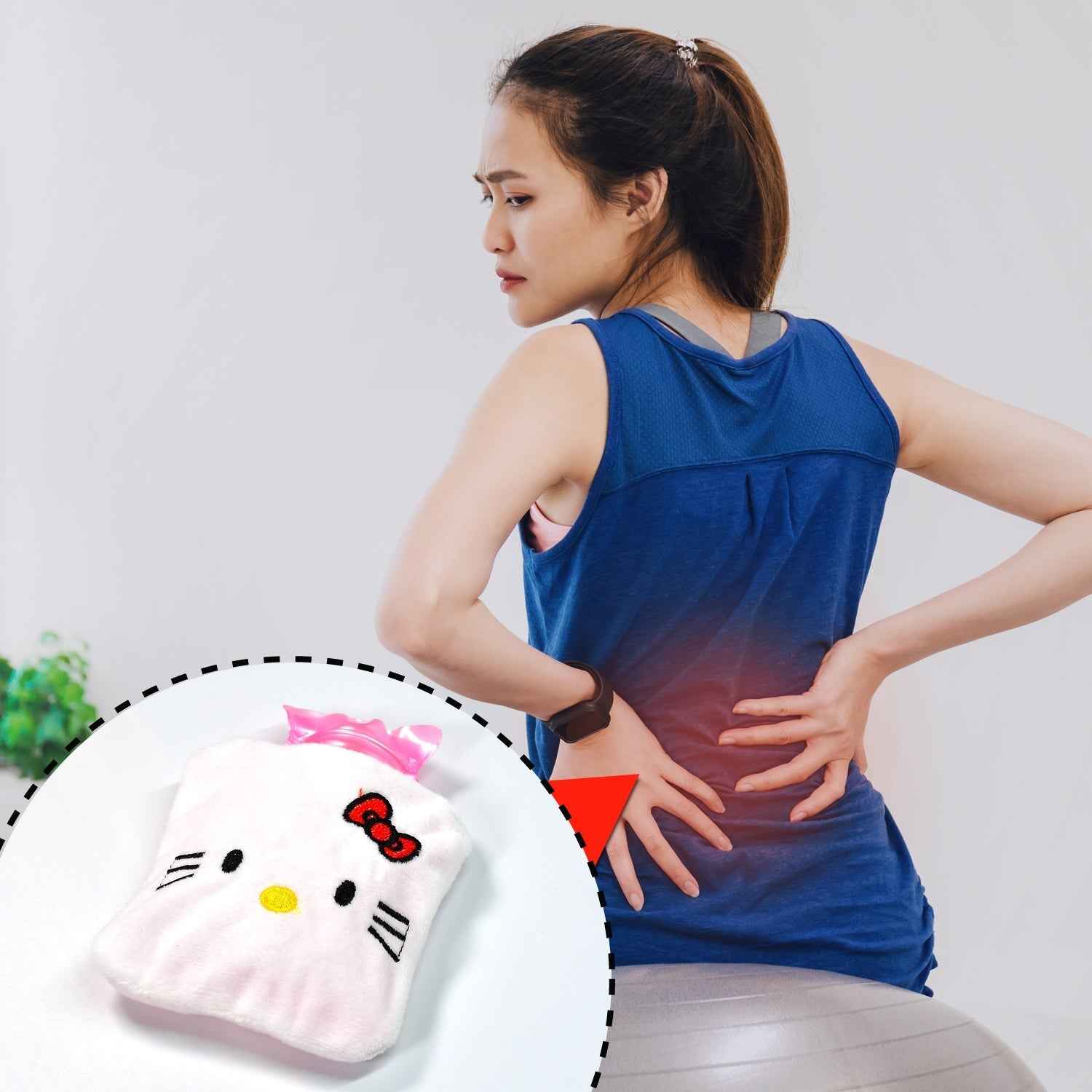 White Hello Kitty Small Hot Water Bag – Pain Relief for Neck, Shoulder, Hand & Feet, Menstrual Cramps Warmer