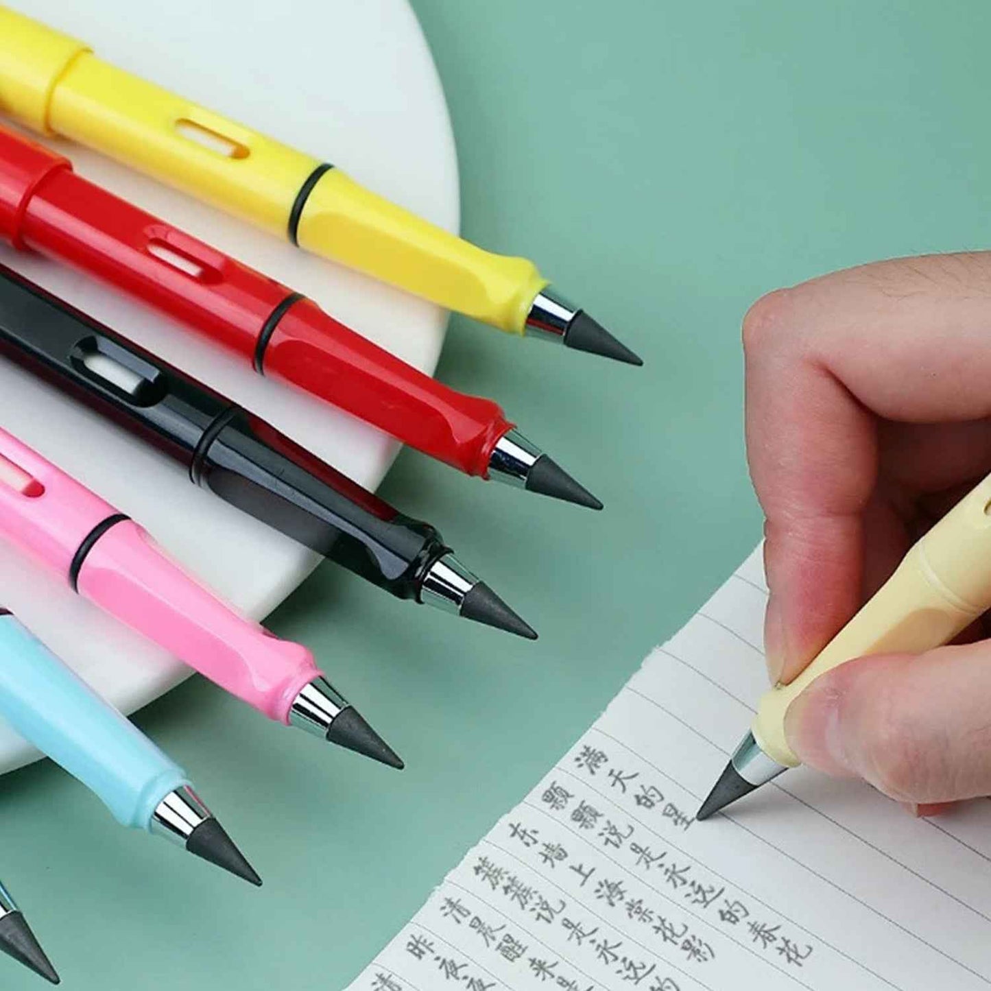 2-in-1 Everlasting Magic Pencil with Replaceable Eraser – Inkless, Reusable, Portable (1 Pc / Mix Color))
