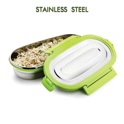 Ganesh Solo Oval 650 Stainless Steel Leak proof airtight Lunch Pack for Office & School Use