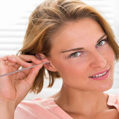 6-in-1 Ear Wax Cleaner- Resuable Ear Cleaning Tools Leather Pouch - Ear Pick Wax Remover Tool Kit with Ear Curette Cleaner and Spring Ear Buds Cleaner Fit in Pocket Great for Traveling