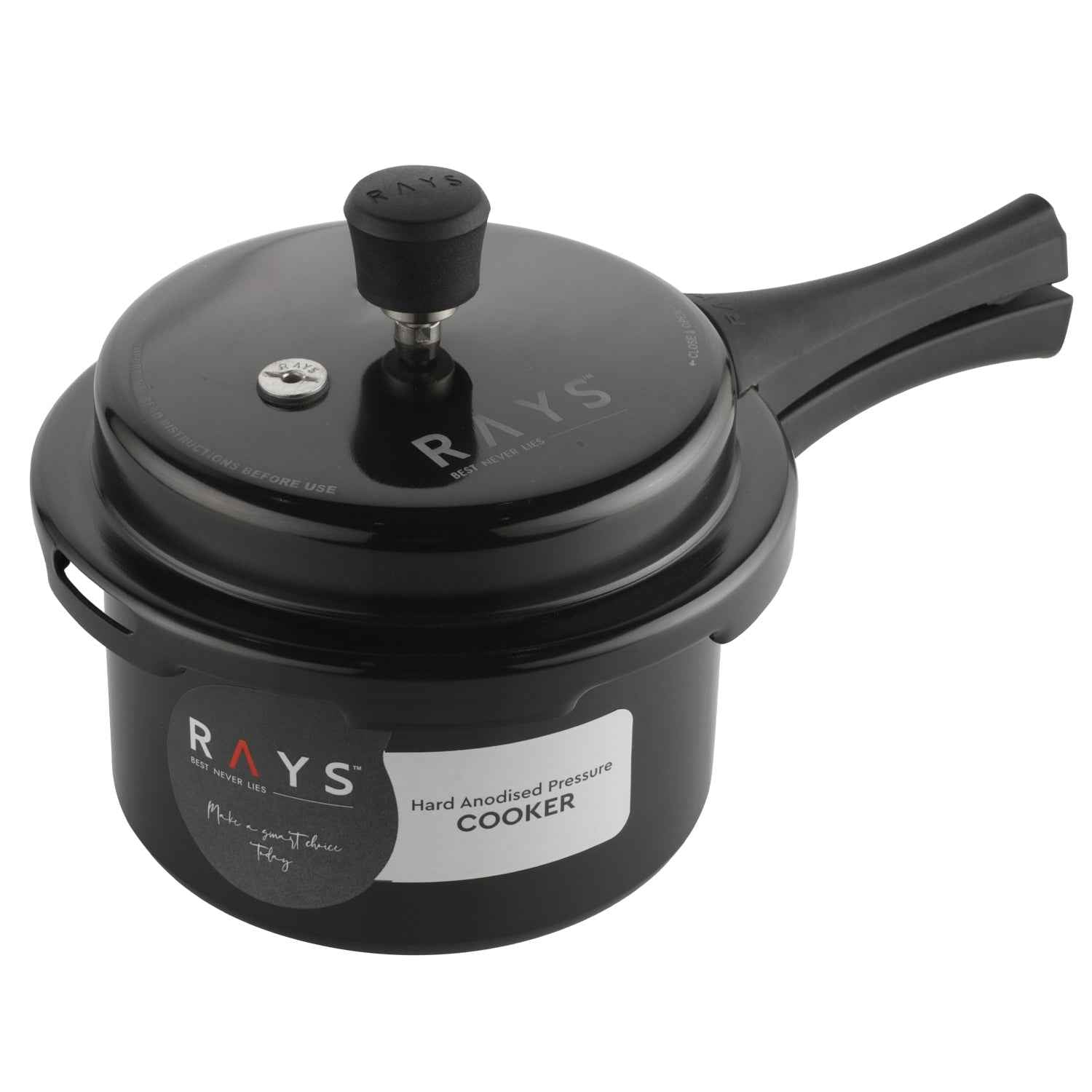 Aluminium Rays Black Beauty Pressure Cookers With Outer Lid (2.5 Litres / 1-Year warranty,  ISI Number :- 2347, BIS Number :- CM/L -7600164310
