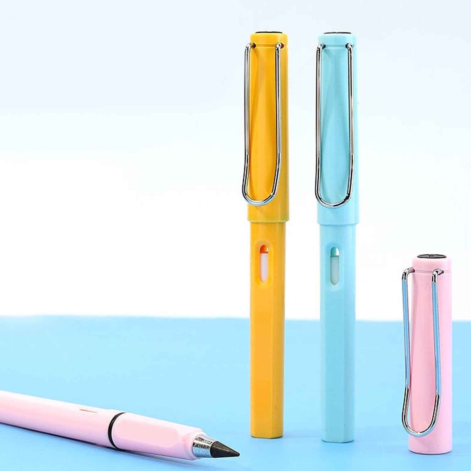 2-in-1 Everlasting Magic Pencil with Replaceable Eraser – Inkless, Reusable, Portable (1 Pc / Mix Color))