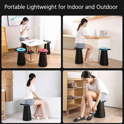 Foldable Retractable Height Adjusting Stool Space Saving Telescopic Stool for Fishing Hiking Stool for Adults and Kids.