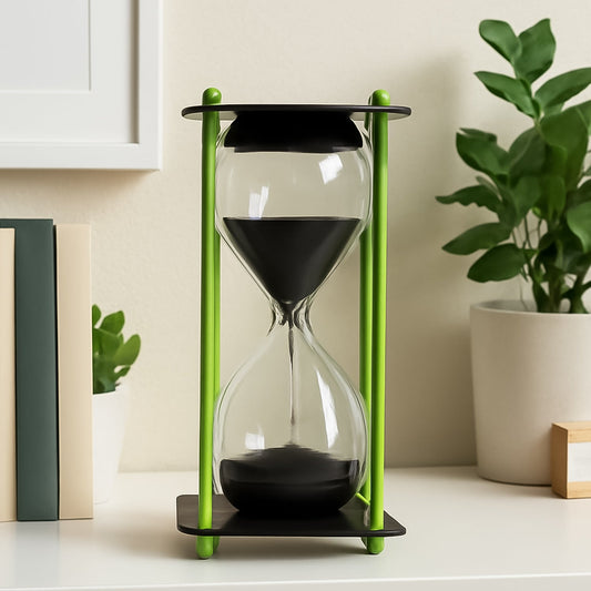 Glass & Stainless Steel Decorative Sand Timer 19 cm (1 Pc) (2 Minute Approx)