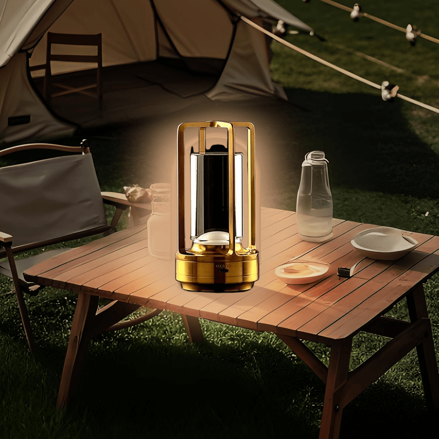Crystal Lantern Table Lamp Rechargeable Cordless LED Light with 3 Colors 1 Pc