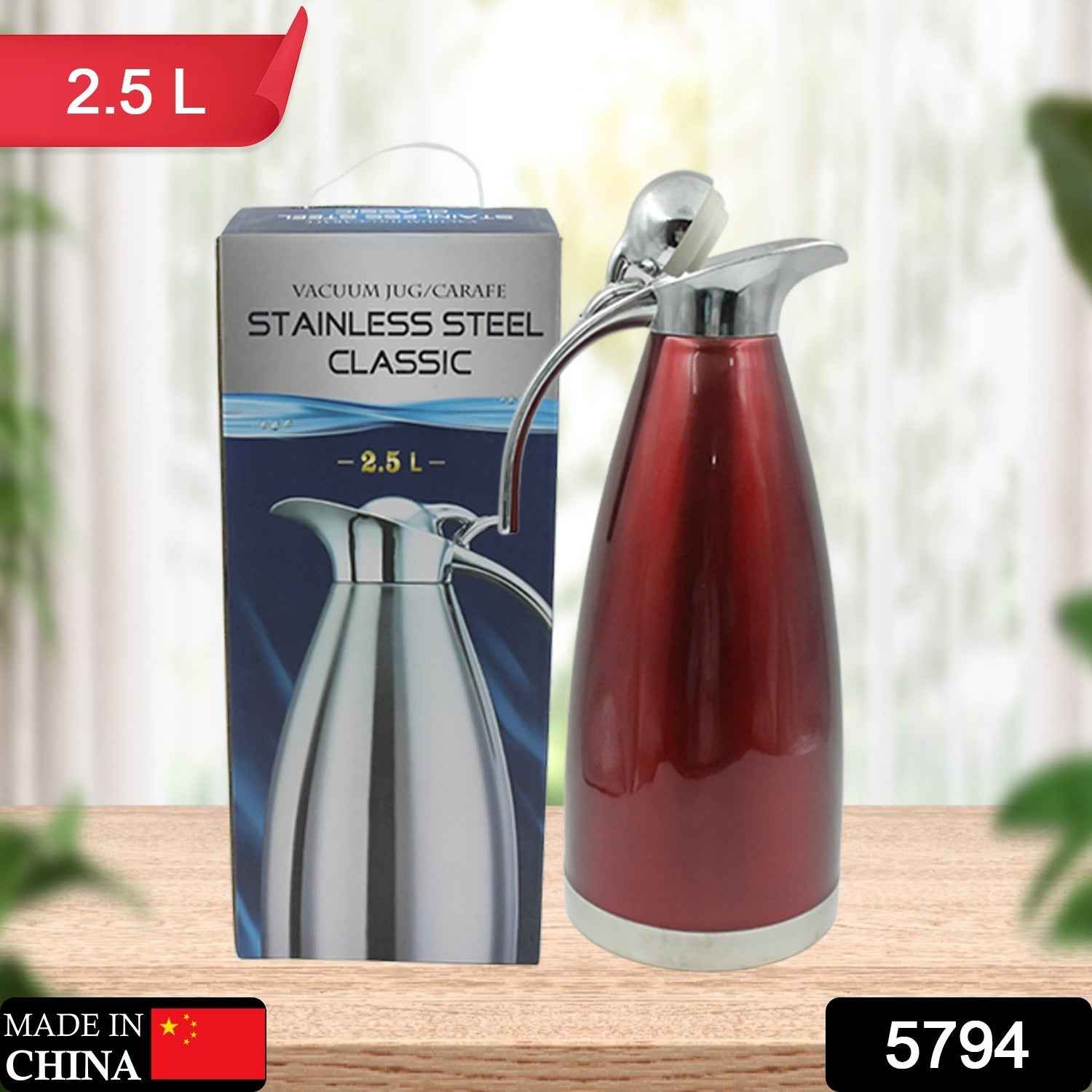 Vacuum Insulated Kettle Jug (Stainless Steel): 2.5L Sizes