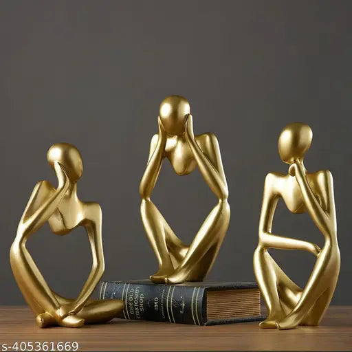 Kraphy Thinker Men Statue Set of 3 Modern Art Showpiece 