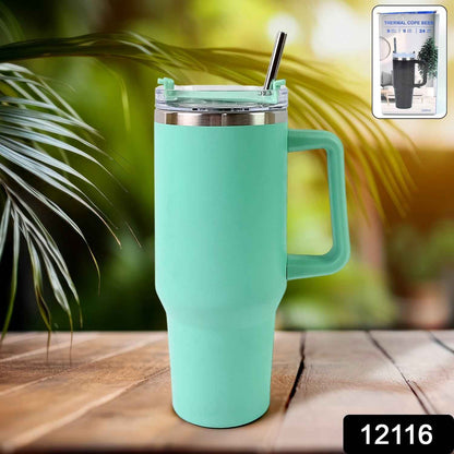 1200 ML Insulated Tumbler with Lid and Straw, Thermal Cope Beer Quencher (1200ml / 1 Pc / Mix Color)