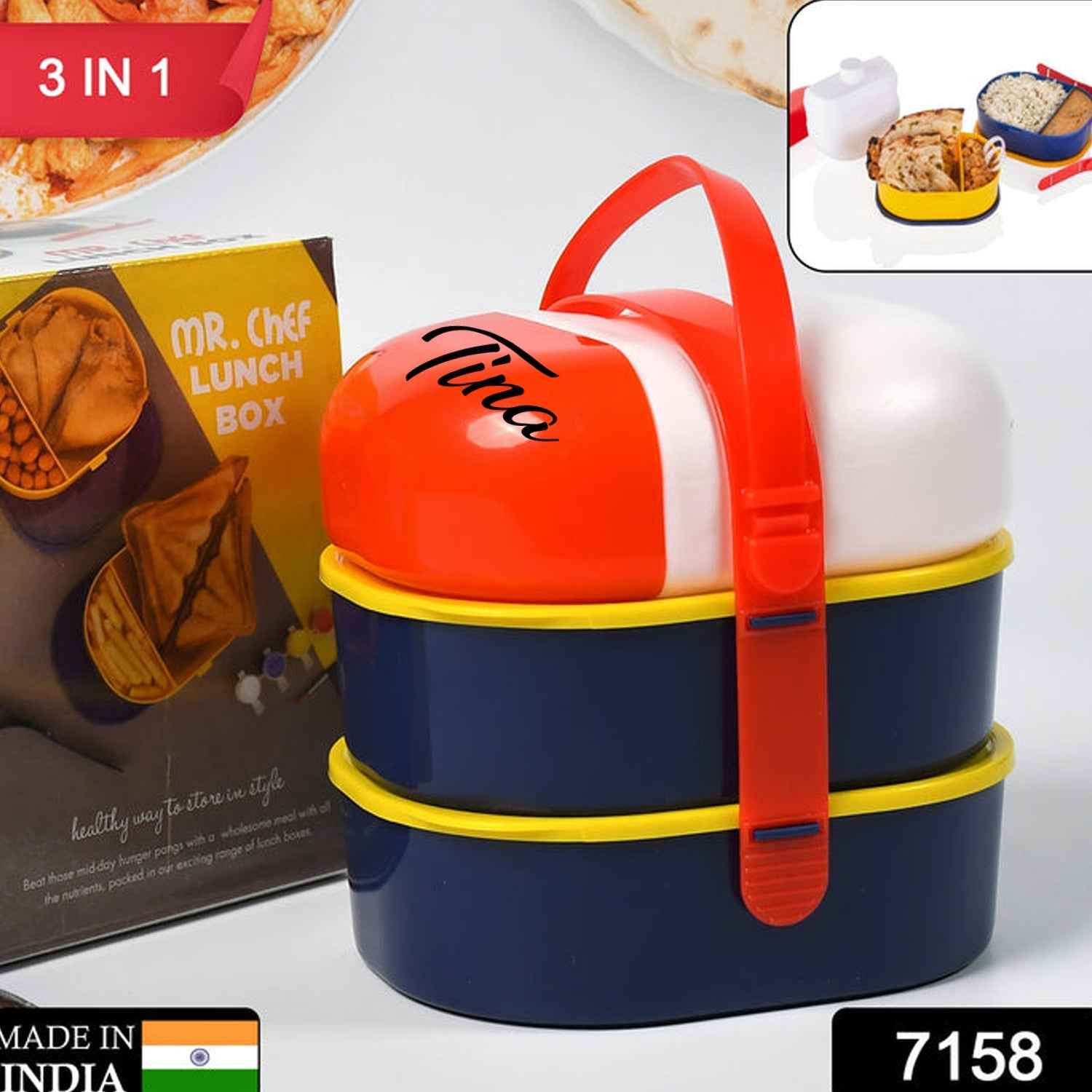 Customize Mr. Chef Smart Lunch Box Capsule shape strap-on lunch box with water bottle and handle