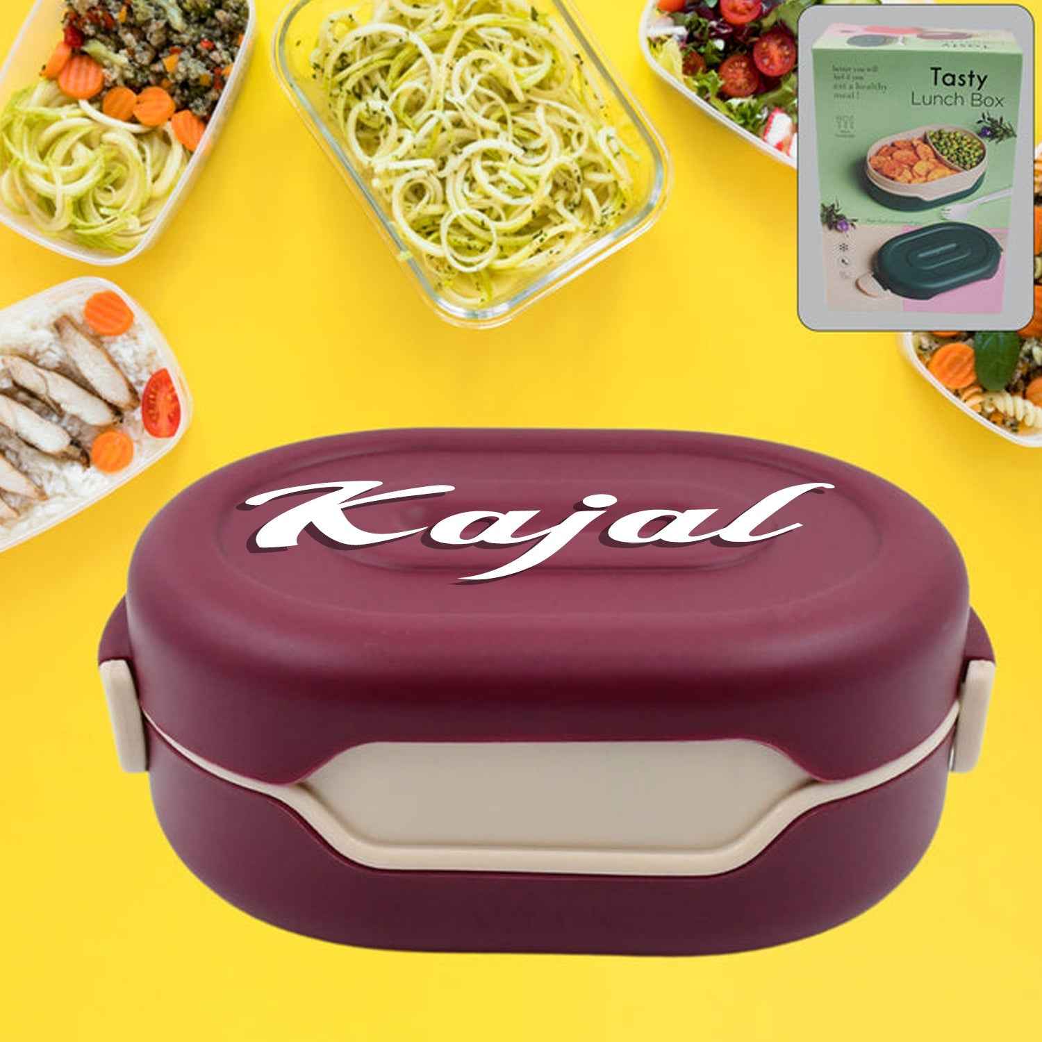 Customize Pink Lunch Box for Kids and adults, Stainless Steel Lunch Box with 3 Compartments With spoon slot.