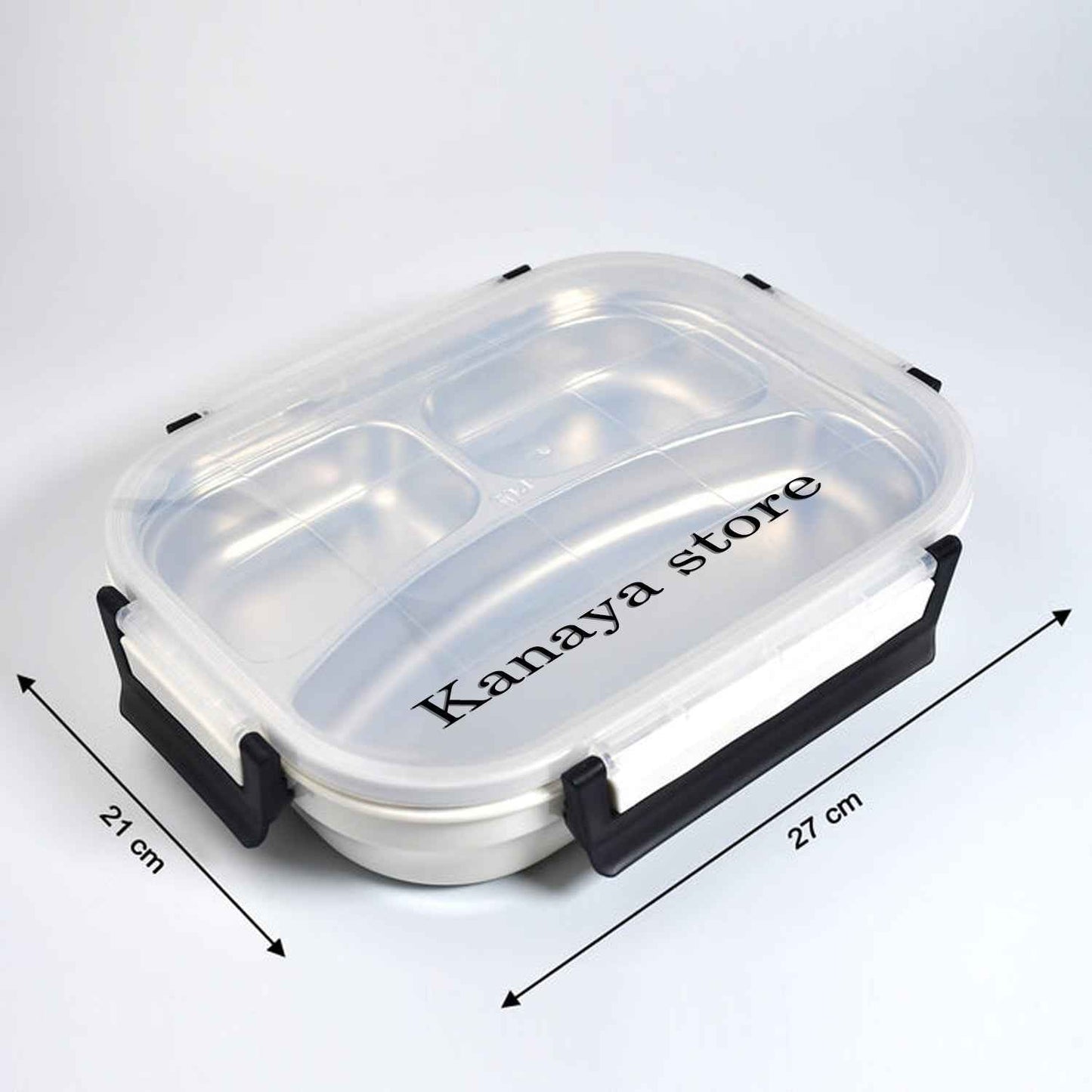 Customize White Transparent Lunch Box for Kids and adults, Stainless Steel Lunch Box with 3 Compartments.