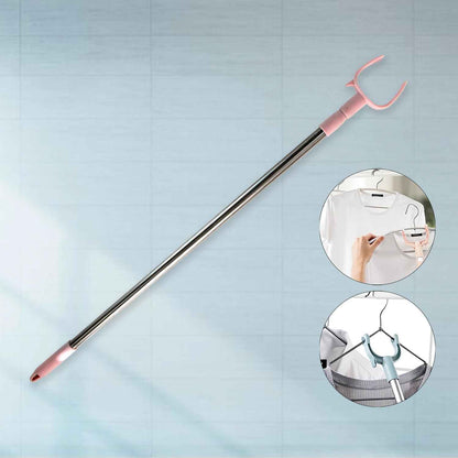 Stainless Steel Telescopic Pole Clothes Hooks Hanger (1 Pc / 145 Cm)