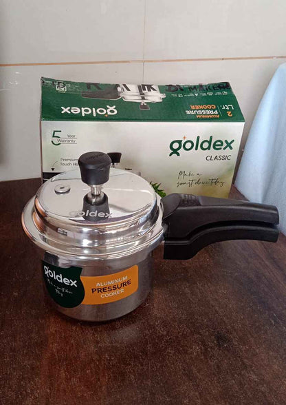 Aluminium Classic Goldex Pressure Cookers With Outer Lid (2 Litres / 5-Year warranty,  ISI Number :- 2347, BIS Number :- CM/L -7600164310