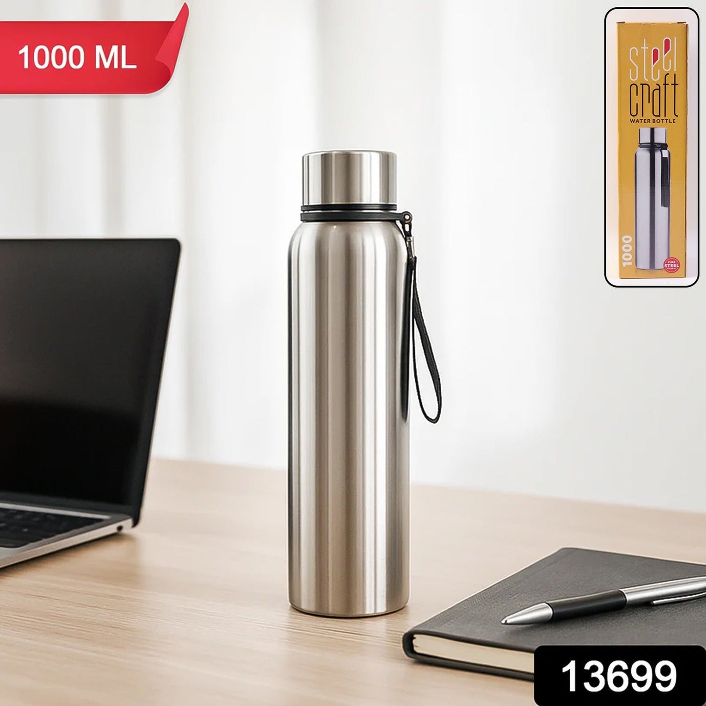 Nekza Stainless Steel Vacuum-Insulated Drink Water Bottle (1000 ML)