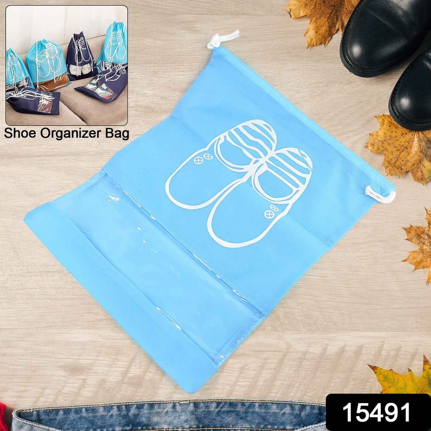Shoes Storage Bag Closet Organizer Non-Woven Travel Portable Bag (1 Pc)