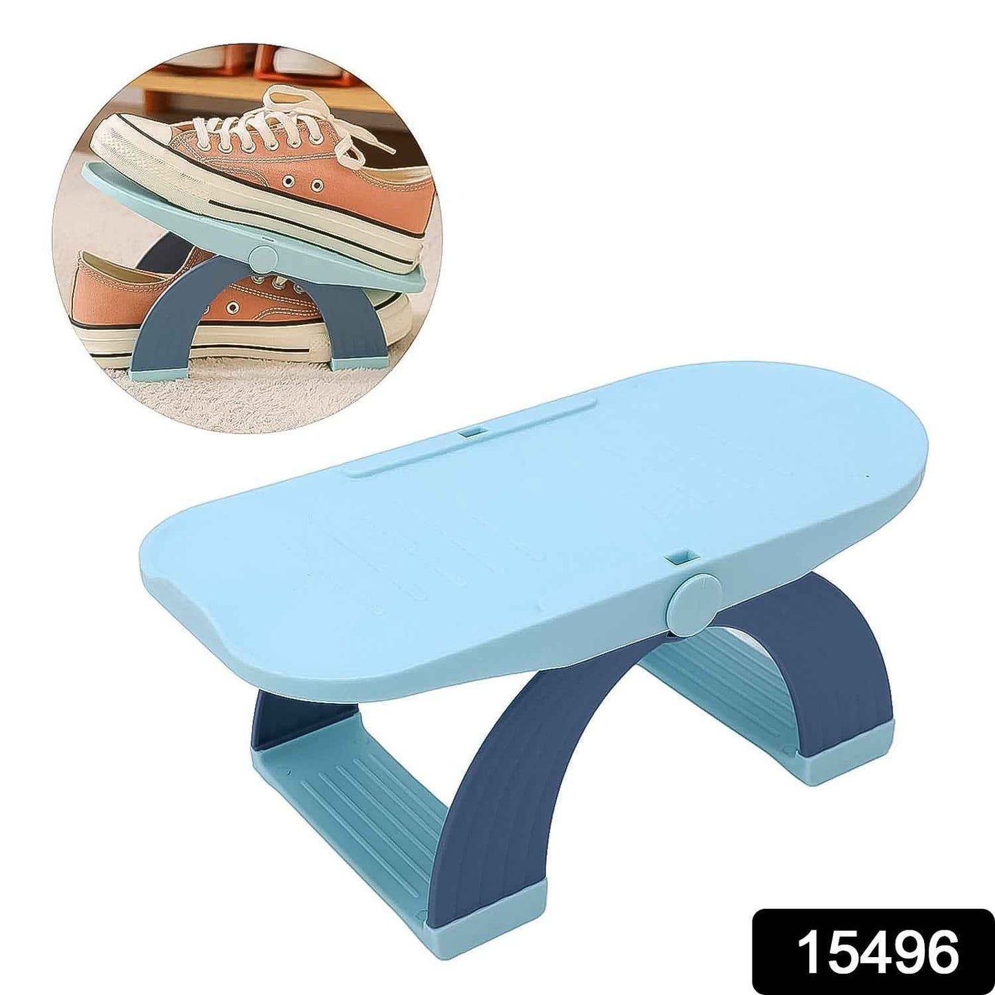 Adjustable Double-Layer Plastic Shoe Organizer Rack
