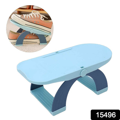 Adjustable Double-Layer Plastic Shoe Organizer Rack