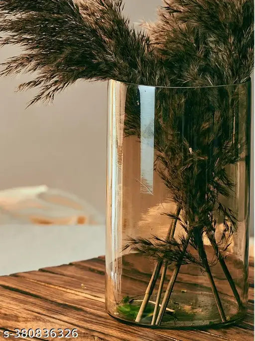 Kraphy Decorative Glass Vase for Flower Plants Home Decor Office Living Room Bedroom Table Top Decorations Items 