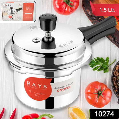 Aluminium Rays Aura Pressure Cookers With Outer Lid (1.5 Litres / 5-Year warranty,  ISI Number :- 2347, BIS Number :- CM/L -7600164310