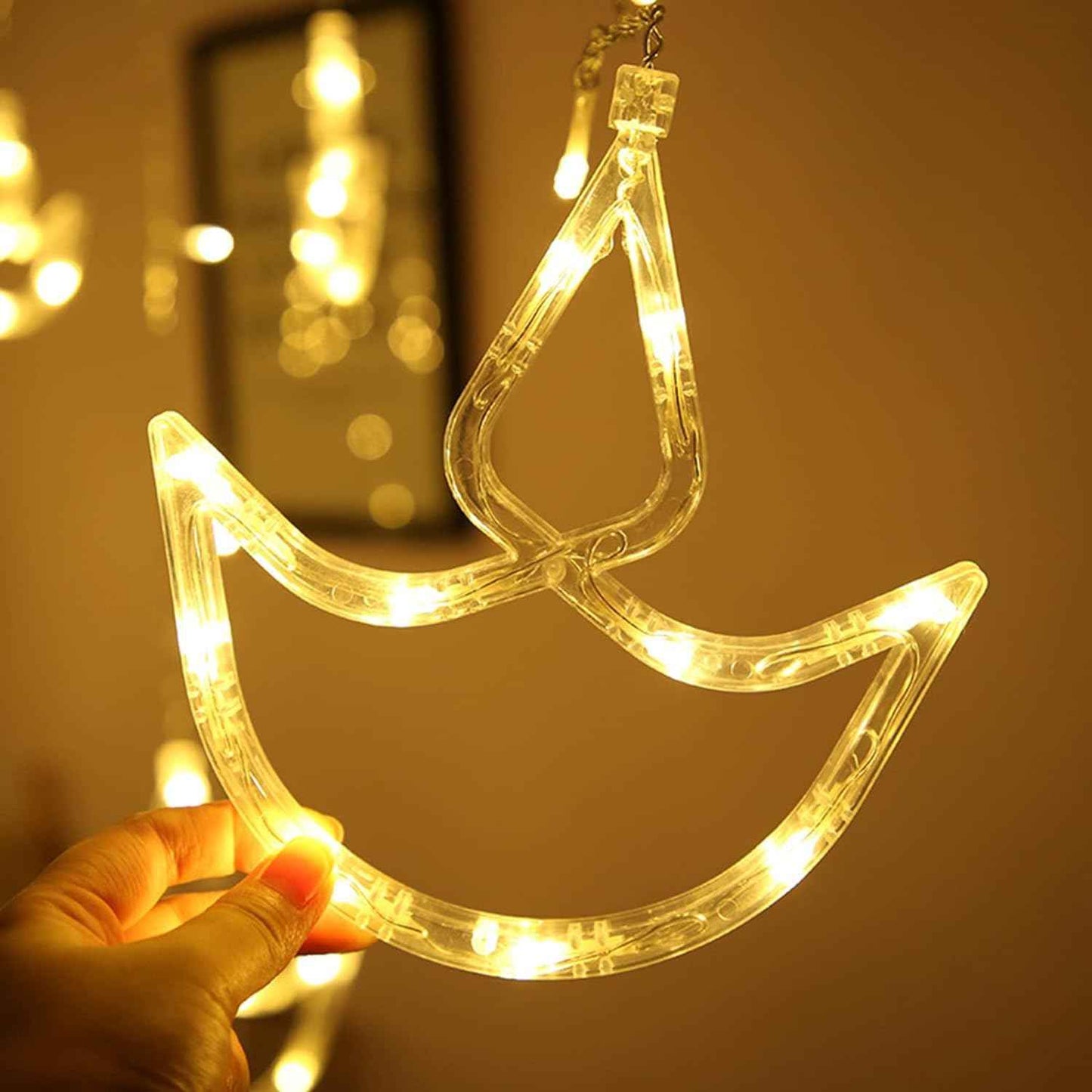 Refulgix Warm White Diya/Diwali Light Curtain, Led String Copper Lights with Pack of 1 Hanging Diyas, 8 Flashing Modes, Decoration, Prong Base, 2.5 Meters