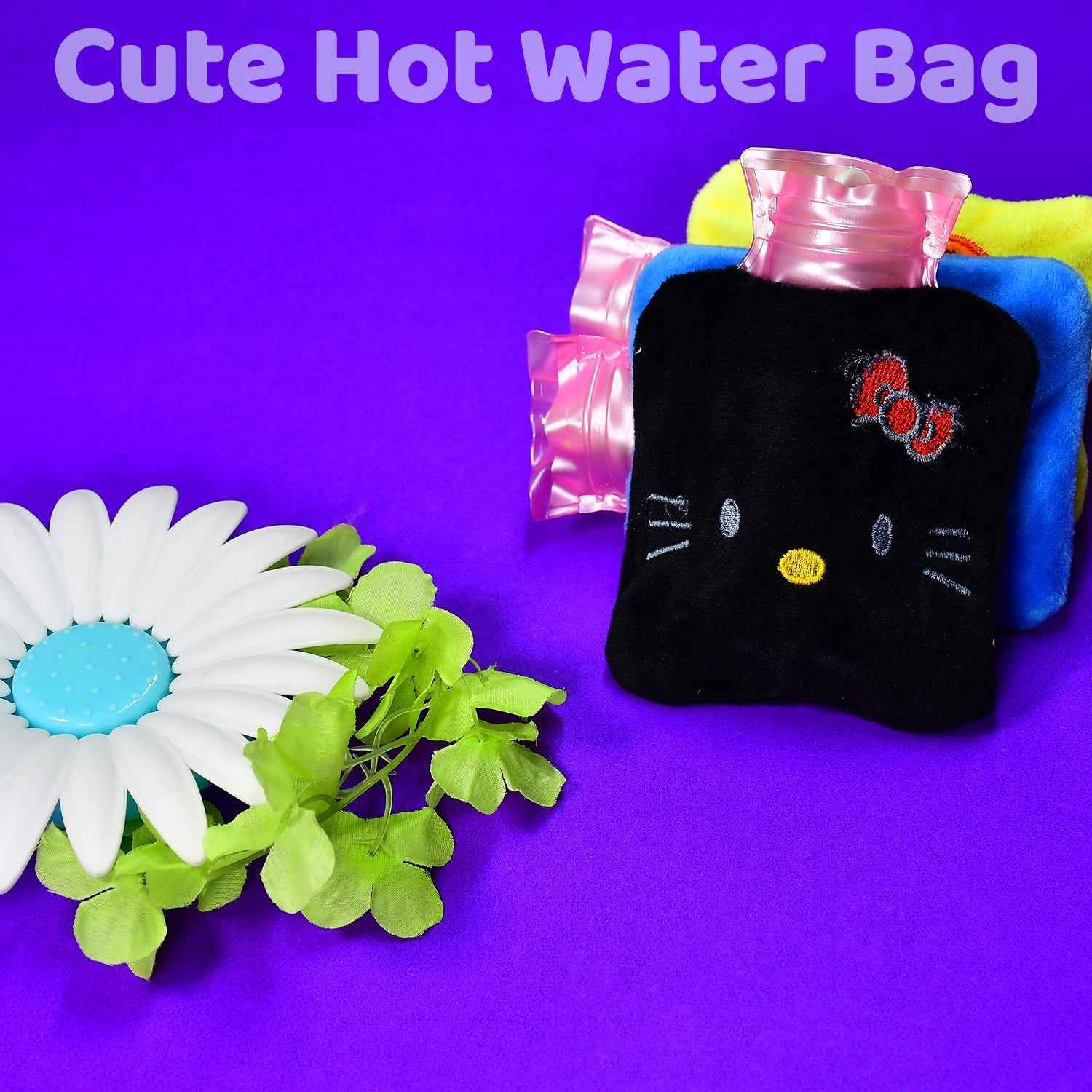 Black Hello Kitty Small Hot Water Bag with Cover – Pain Relief & Warmer