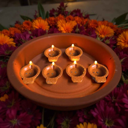 Water Sensor Diya Set | Electric Flameless & Smokeless Diya