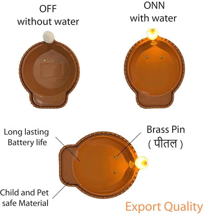 Water Sensor Diya Set | Electric Flameless & Smokeless Diya