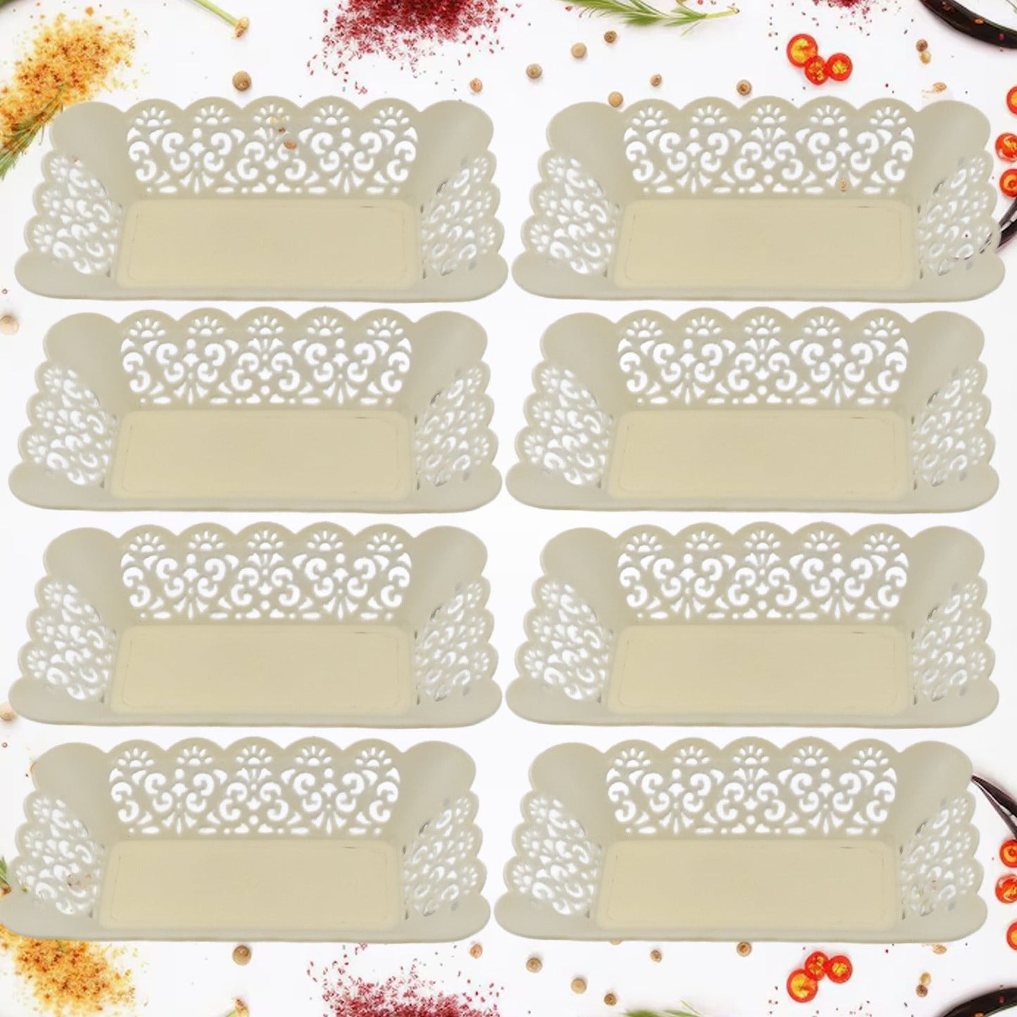 Rectangle Plastic Dinner Plate  Serving Trays Home School Office 8 Pcs Set
