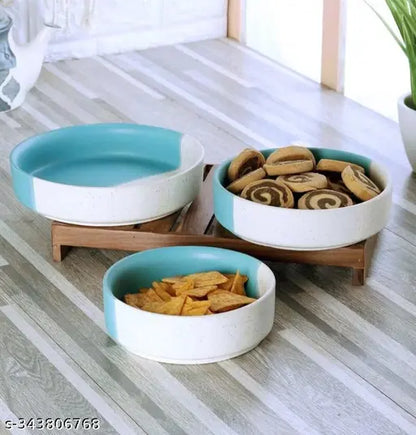Kraphy Ceramic Stylish Premium Serving Bowls/Salad Tray Microwave Dishwasher Safe 
