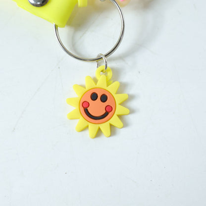 Cute Cartoon Bunny Silicone Keychain with Decorative Strap (1 Pc)