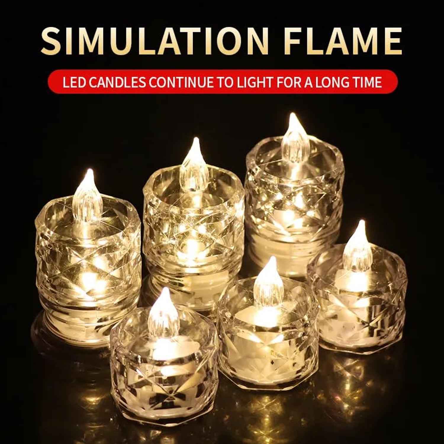 24 Pcs Flameless And Smokeless Decorative Acrylic Candles Transparent Led Tea Light Candle For Gifting House Diwali Christmas Festival Events Decor Candles