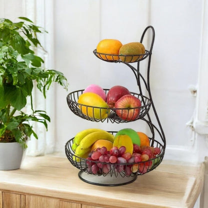 Kraphy 3 Tier Steel Fruit and Vegetable Basket for Kitchen 