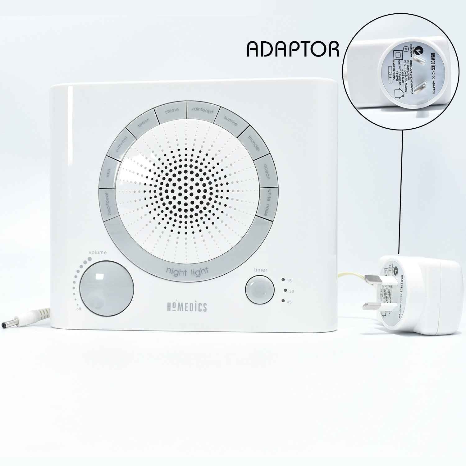 Sleep Therapy Sound Machine with 8 Soothing Sounds (Battery, Timer Option)