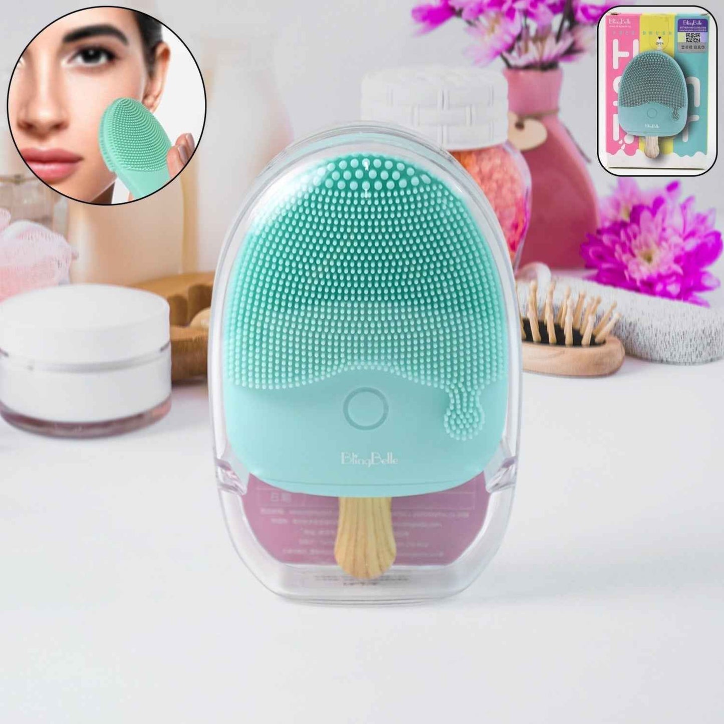 Popsicle Design Sonic Face Cleansing Brush (1 Pc)