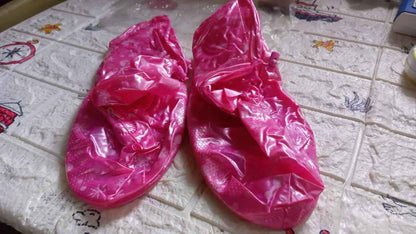 4541 Plastic Shoes Cover Reusable Anti-Slip Boots Zippered Overshoes Covers Pink, Transparent Waterproof Snow Rain Boots for Kids/Adult Shoes, for Rainy Season (XL Size1 Pairs)