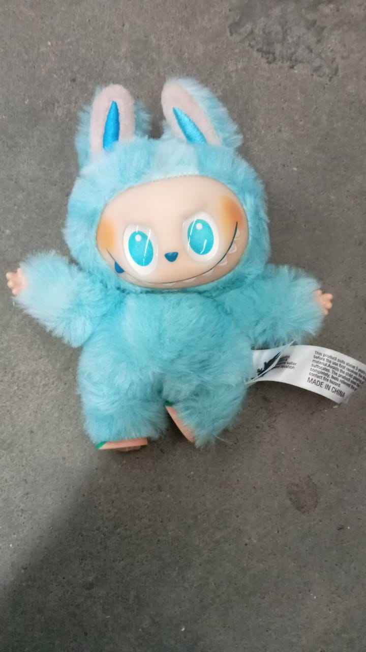 Sky Blue Plush Toy Cartoon Keychain with Hook Colorful Animal Sky Blue Have a Seat Vinyl Plush Blind Box  (1 Pc)
