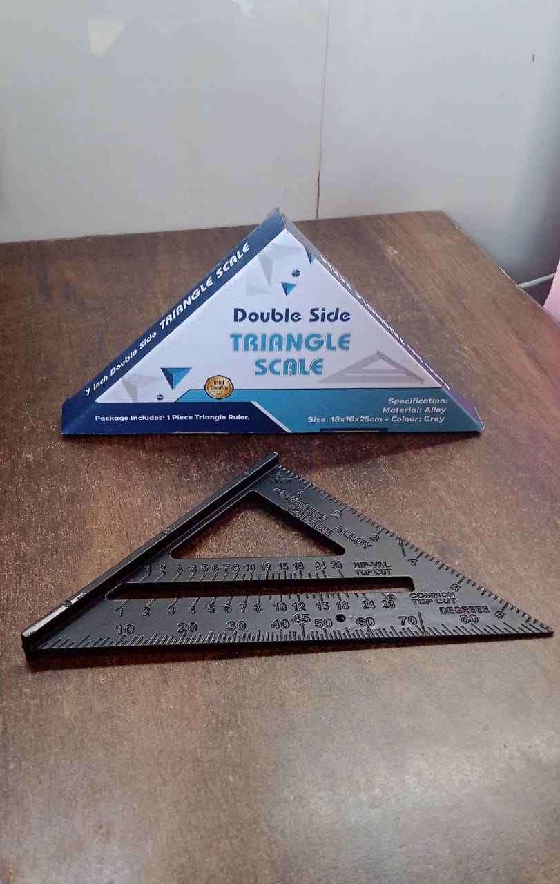 Double Side Scale Triangle / Ruler Measurement Hand Tool (1 Pc / Black)