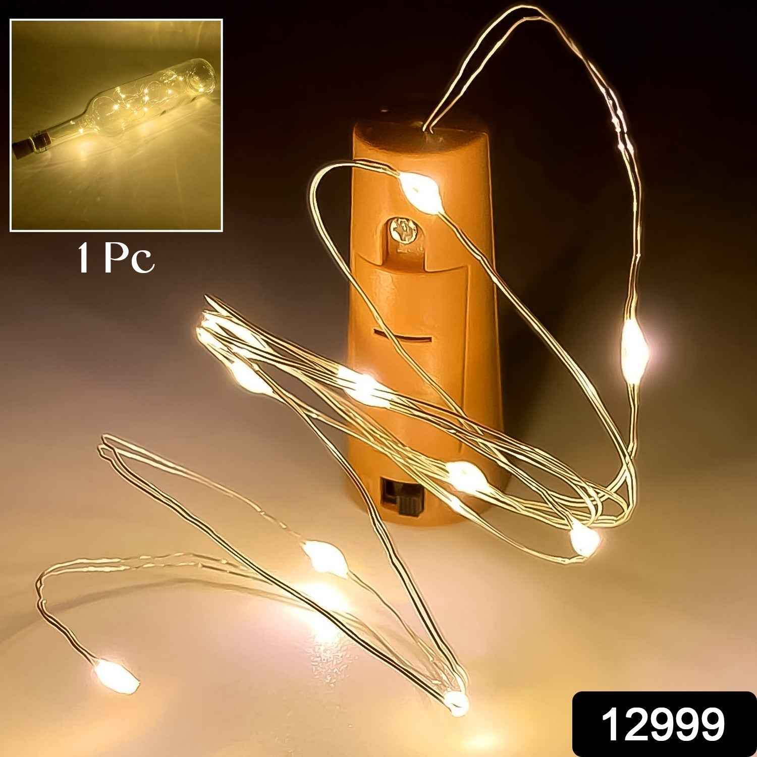 Wine Bottle Cork LED String Light – 2M Cable, Battery Operated, Warm White (1 Pc)