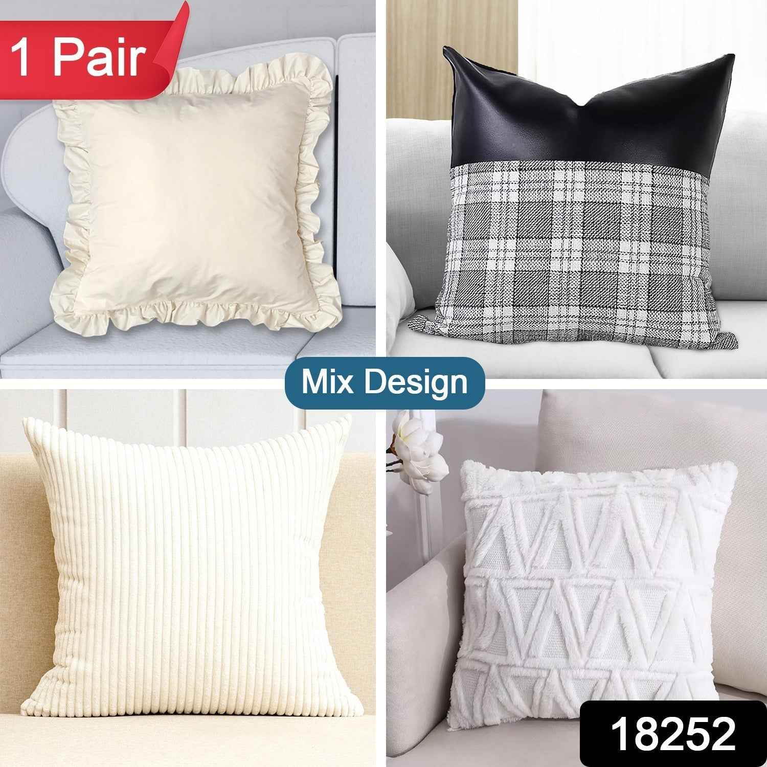 Pillow Covers, Couch Pillows Cover, Soft Decorative Cover (Mix Color & Design / 2 Pc)