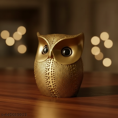 Handcrafted Golden Brass Owl Figurine - Premium Home Decor Showpiece