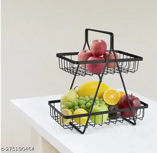 Kraphy Fruit Basket 2 Tier For Home Storage Iron Food Basket for Kitchen Storages 