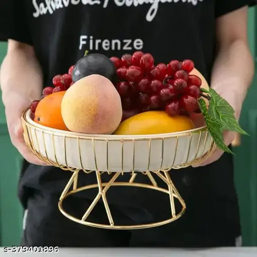Kraphy Fruit Basket Metal Bowl Bread Baskets Detachable Holder Produce Large Stand 
