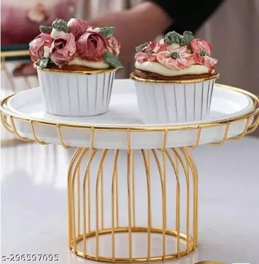 Kraphys Metal Cupcake Stand White And Gold Multipurpose Serving Stand 