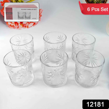 Glass Tumbler Set, Juice Glasses and Transparent Water Glass (6 Pcs Set)